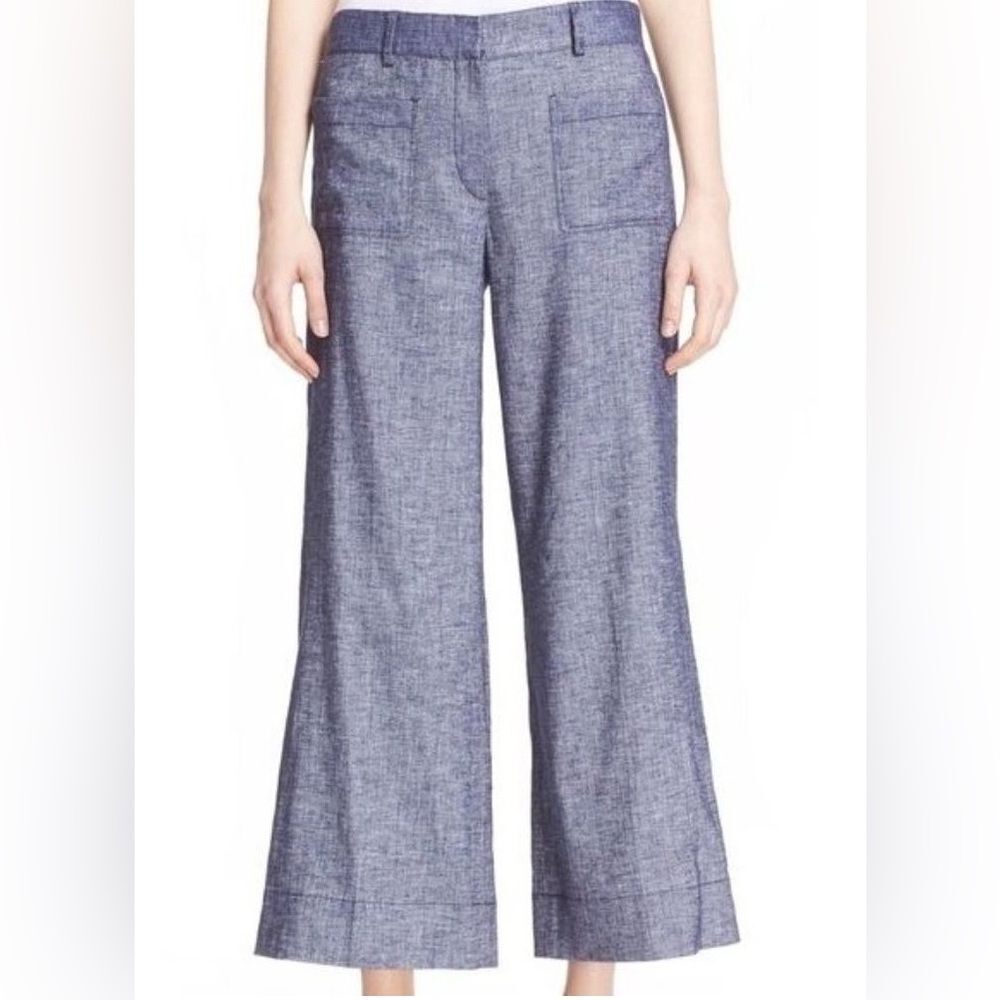 Theory Livdale Tierra Crop Linen Blend Denim Flare Pants 00